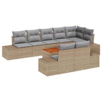 Garten-Sofa-Set mit Speicher 9 pcs Beige und Hellgrau