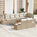 Garten-Sofa-Set mit Speicher 9 pcs Beige und Weiß
