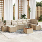 Garten-Sofa-Set 8 pcs Beige und Weiß