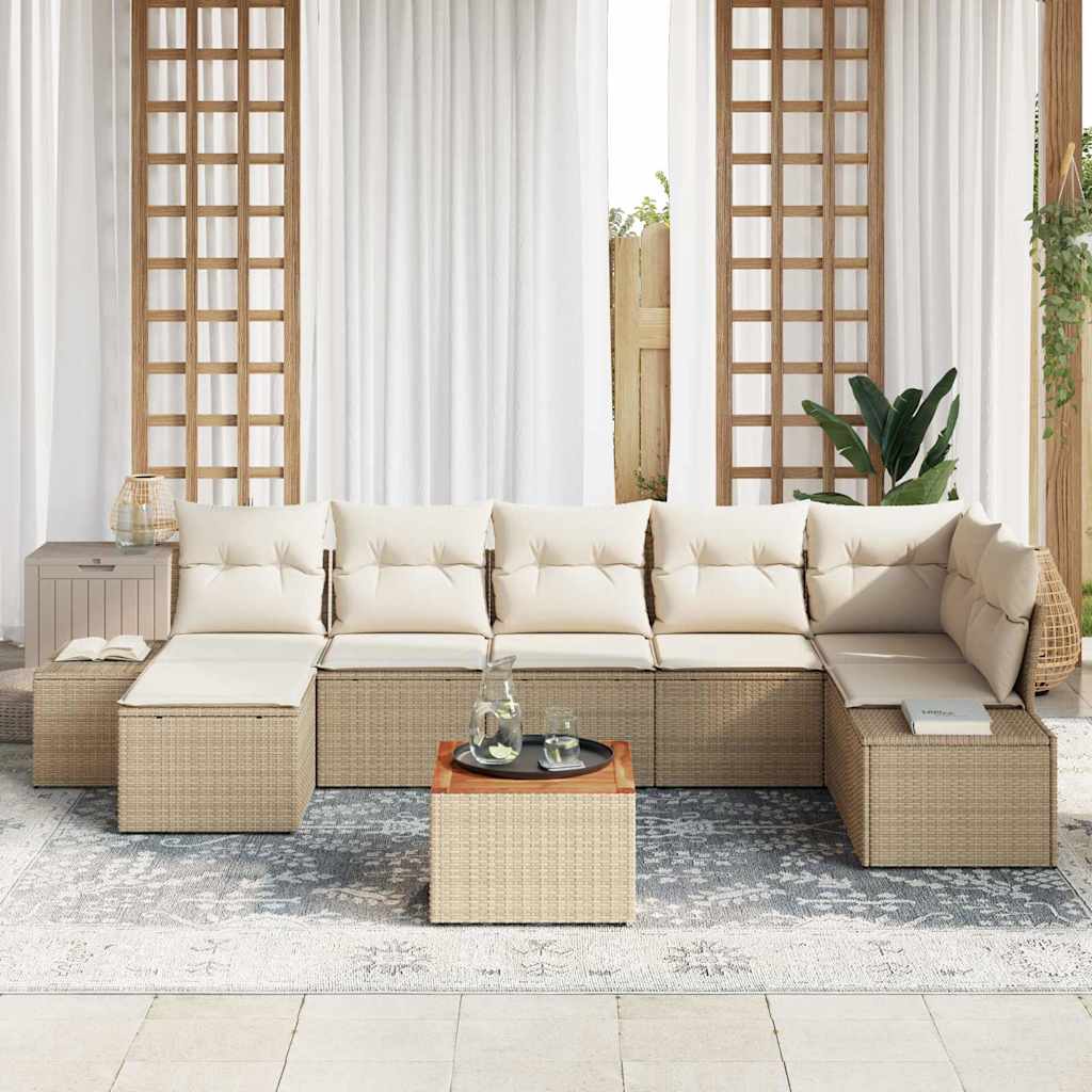 Garten-Sofa-Set 8 pcs Beige und Weiß