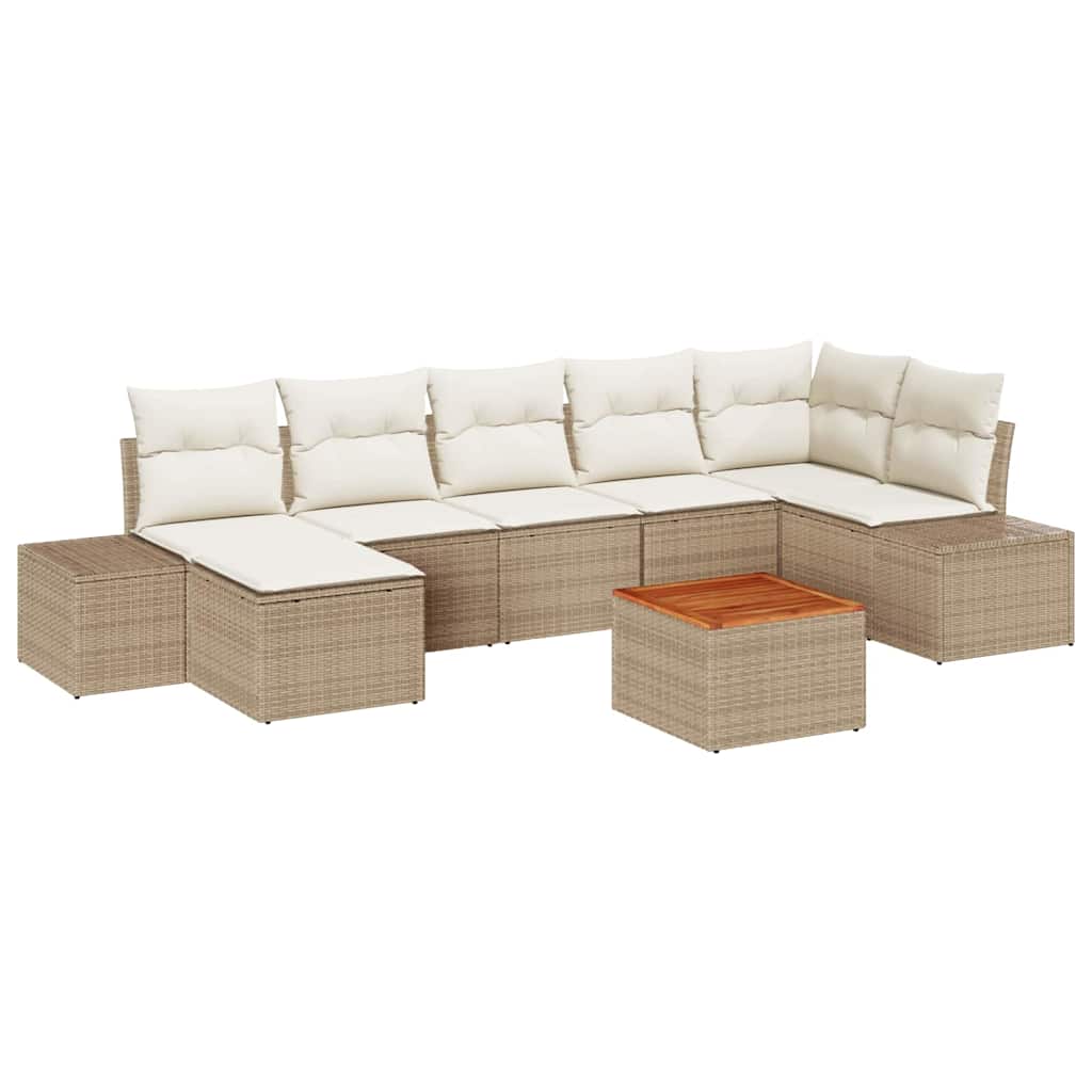 Garten-Sofa-Set 8 pcs Beige und Weiß