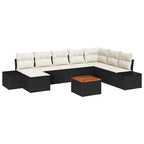 Garten-Sofa-Set 9 pcs Schwarz und Weiß