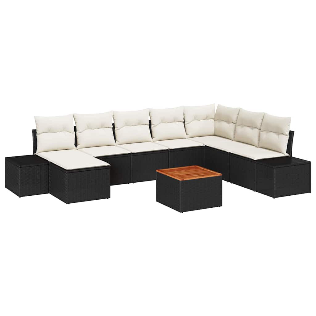 Garten-Sofa-Set 9 pcs Schwarz und Weiß