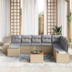 Garten-Sofa-Set 9 pcs Beige und Hellgrau