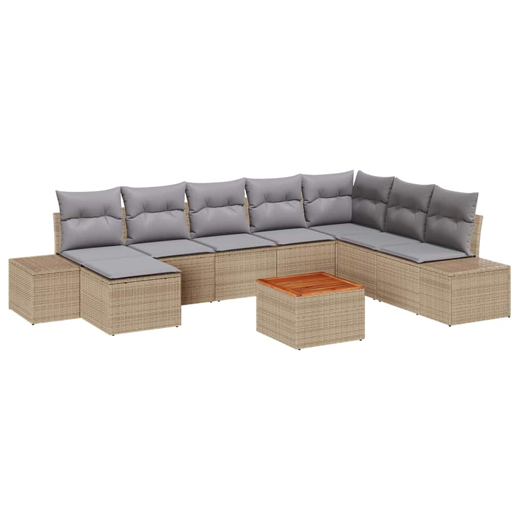Garten-Sofa-Set 9 pcs Beige und Hellgrau