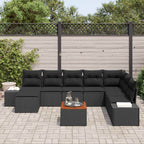 Garten-Sofa-Set 9 pcs Schwarz