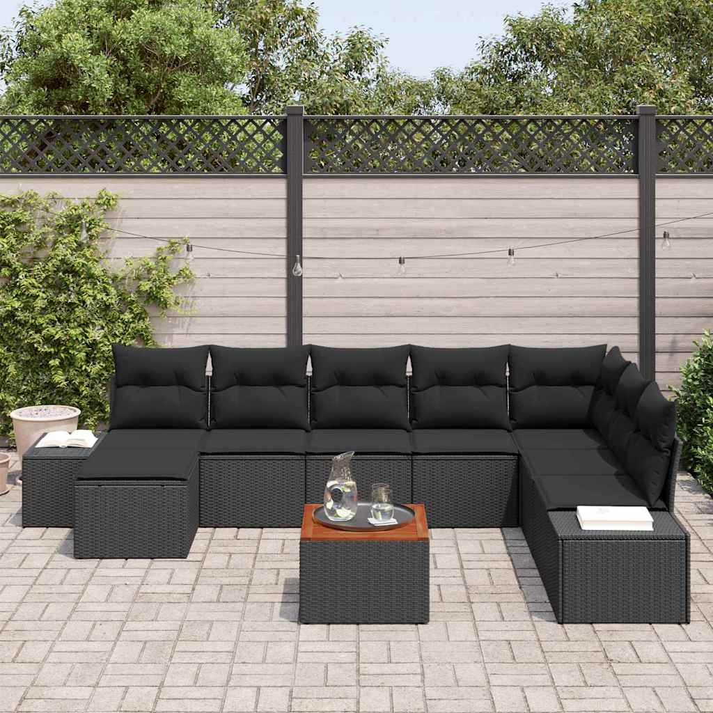 Garten-Sofa-Set 9 pcs Schwarz