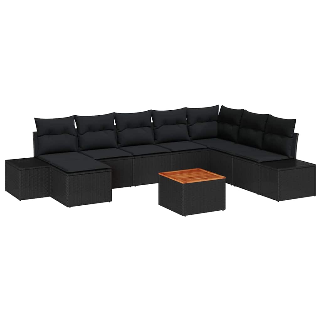Garten-Sofa-Set 9 pcs Schwarz