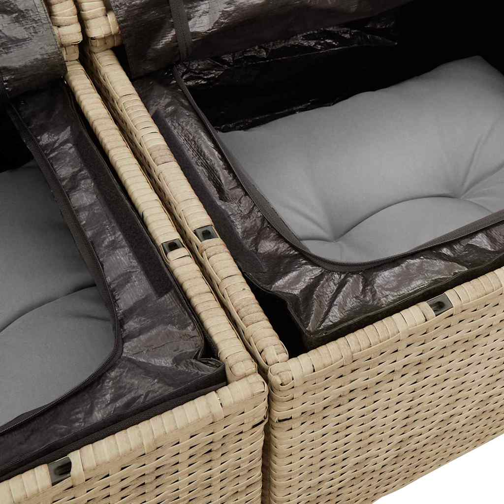 Garten-Sofa-Set mit Kissen mit Speicher 5 pcs Beige Poly Rattan
