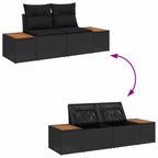 Garten-Sofa-Set mit Kissen 7 pcs Schwarz Poly Rattan