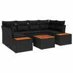 Garten-Sofa-Set mit Kissen 6 pcs Schwarz Poly Rattan