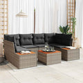 Garten-Sofa-Set mit Speicher 7 pcs Grau Poly Rattan