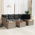 Garten-Sofa-Set mit Speicher 7 pcs Grau Poly Rattan