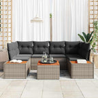 Garten-Sofa-Set mit Speicher 7 pcs Grau Poly Rattan