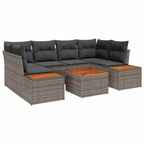 Garten-Sofa-Set mit Speicher 7 pcs Grau Poly Rattan