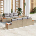 Garten-Sofa-Set mit Speicher 8 pcs Beige Poly Rattan