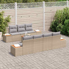 Garten-Sofa-Set mit Speicher 8 pcs Beige Poly Rattan