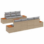 Garten-Sofa-Set mit Speicher 8 pcs Beige Poly Rattan