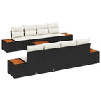 Garten-Sofa-Set mit Speicher 9 pcs Schwarz Poly Rattan
