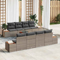 Garten-Sofa-Set mit Speicher 9 pcs Grau Poly Rattan
