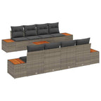 Garten-Sofa-Set mit Speicher 9 pcs Grau Poly Rattan