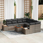 Garten-Sofa-Set mit Speicher 9 pcs Grau Poly Rattan
