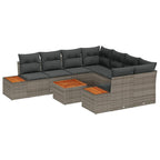 Garten-Sofa-Set mit Speicher 9 pcs Grau Poly Rattan