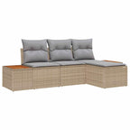 Gartensofa-set mit Kissen 4 pcs Beige und Hellgrau Poly Rattan