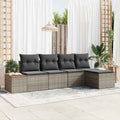 Gartensofa-set mit Kissen mit Speicher 6 pcs Grau Polyrattan