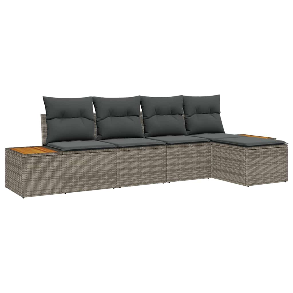 Gartensofa-set mit Kissen mit Speicher 6 pcs Grau Polyrattan