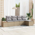 Gartensofa-set mit Kissen 6 pcs Beige und Hellgrau Polyrattan