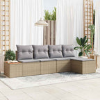 Gartensofa-set mit Kissen 6 pcs Beige und Hellgrau Polyrattan