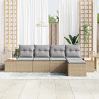 Gartensofa-set mit Kissen 6 pcs Beige und Hellgrau Polyrattan