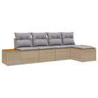 Gartensofa-set mit Kissen 6 pcs Beige und Hellgrau Polyrattan