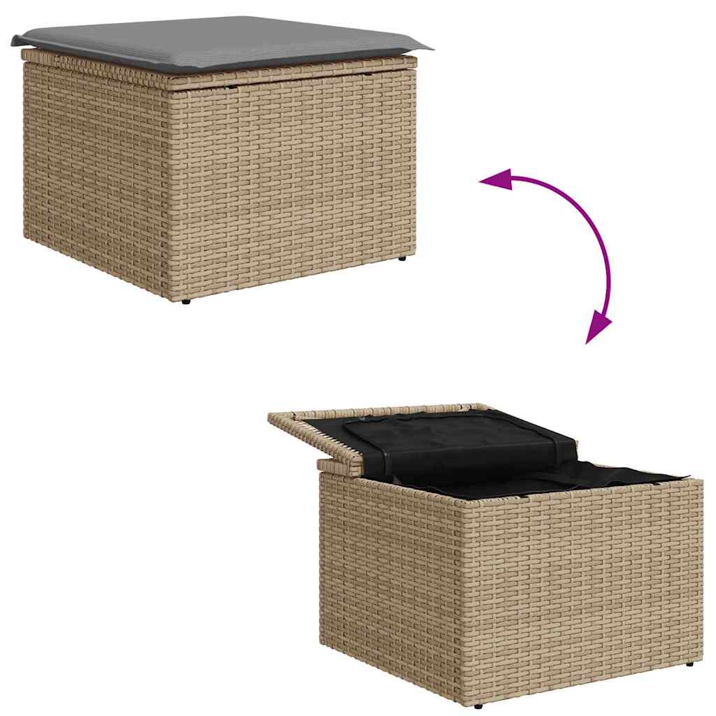 Gartensofa-set mit Kissen 6 pcs Beige und Hellgrau Polyrattan