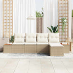 Gartensofa-set mit Kissen 6 pcs Beige und Creme Polyrattan