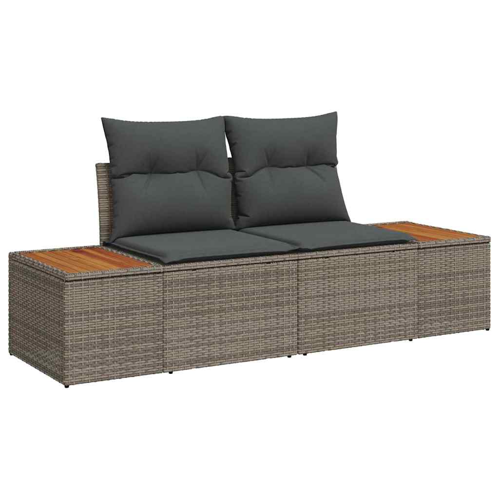 Gartensofa-set mit Kissen mit Speicher 4 pcs Grau Polyrattan