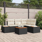 Gartensofa-set mit Kissen 4 pcs Schwarz und Creme Polyrattan