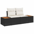 Gartensofa-set mit Kissen 4 pcs Schwarz und Creme Polyrattan