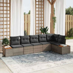 Gartensofa-set mit Kissen mit Speicher 6 pcs Grau Polyrattan