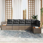 Gartensofa-set mit Kissen mit Speicher 6 pcs Grau Polyrattan