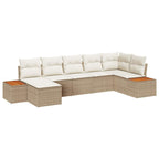 Gartensofa-set mit Kissen 8 pcs Beige und Creme Polyrattan