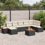 Gartensofa-set mit Kissen 8 pcs Schwarz und Creme Polyrattan