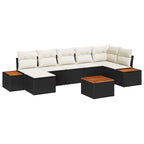 Gartensofa-set mit Kissen 8 pcs Schwarz und Creme Polyrattan