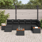 Gartensofa-set mit Kissen mit Speicher 8 pcs Schwarz Polyrattan