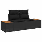 Gartensofa-set mit Kissen mit Speicher 8 pcs Schwarz Polyrattan