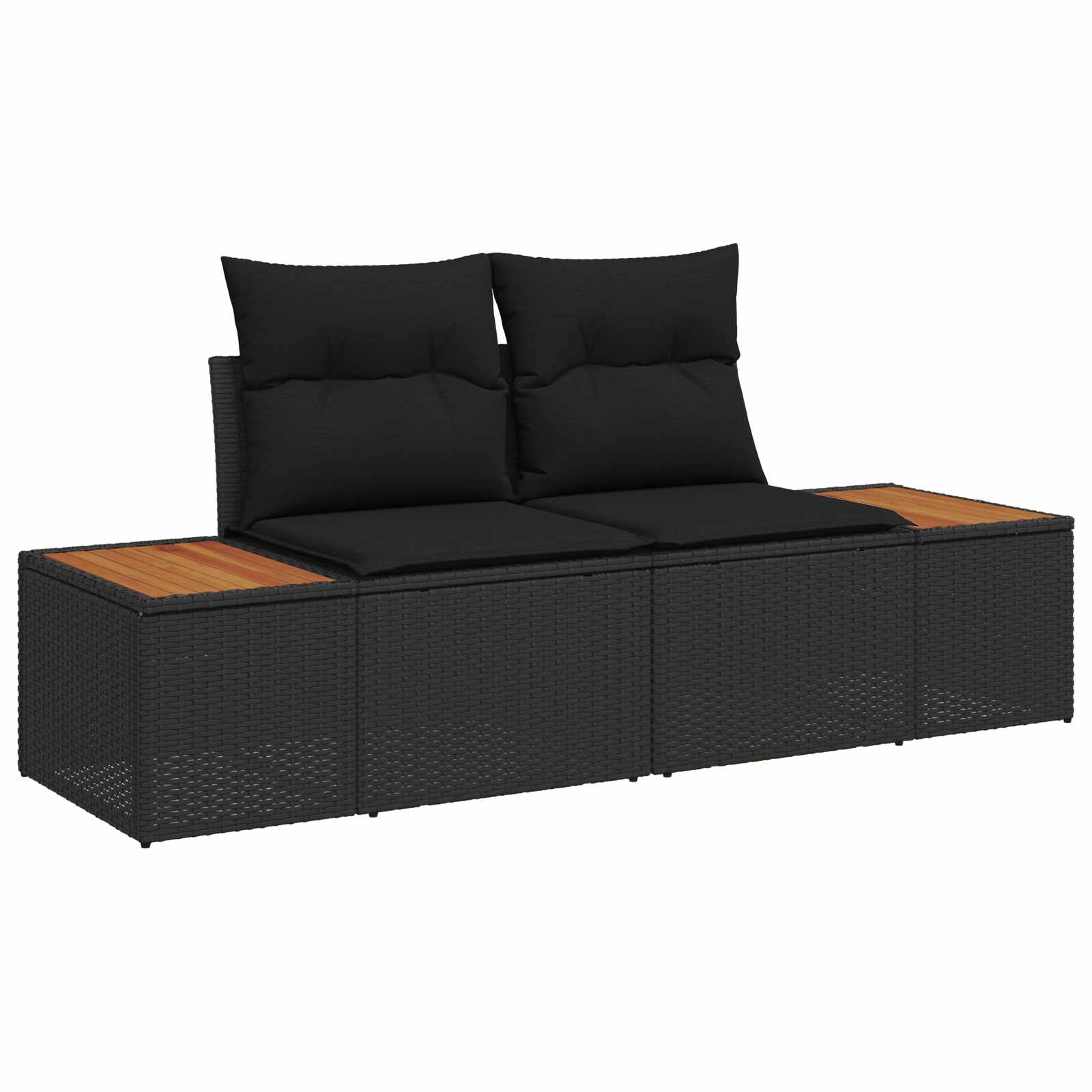 Gartensofa-set mit Kissen mit Speicher 8 pcs Schwarz Polyrattan
