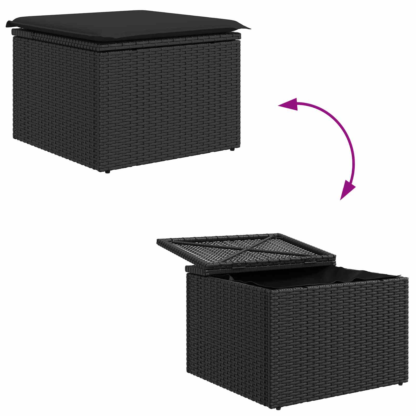 Gartensofa-set mit Kissen 6 pcs Schwarz Poly Rattan
