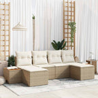 Gartensofa-set mit Kissen 6 pcs Beige und Creme Poly Rattan
