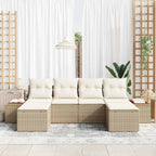 Gartensofa-set mit Kissen 6 pcs Beige und Creme Poly Rattan